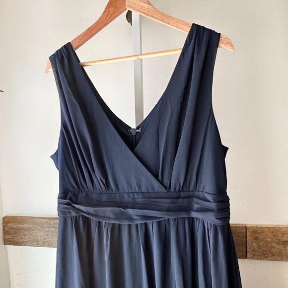 Lulus Thoughts of Hue Navy Blue Surplice Maxi Dress 1X Wedding Bridesmaid - Picture 3 of 6